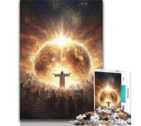Puzzle 1000 pièces pour Adolescents La Croix de Jésus Puzzles pour Adultes, Anti-Stress Staycation Tuer Le Temps Améliorer l'amour Entre Les Couples 50x75cm
