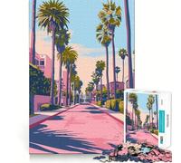 Puzzle 1000 pièces pour Adolescents LA Evening Retro Art Fine Cut Art Logic Fun Toy Cozy Time Play Décoration Murale de Noël (38x52cm)