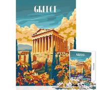 Puzzle 1000 pièces pour Adolescents La Gloire de la Grèce Antique Jeu éducatif Cadeau d'anniversaire Jeu Manuel avec Poster et fiche de Questions Assortis Dimensions 38x52cm
