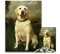 Puzzle 1000 pièces pour Adolescents Labrador Blanc Puzzles en Bois Décoration d'intérieur colorée et Jeu Familial interactif, 50x75cm