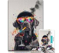 Puzzle 1000 pièces pour Adolescents Labrador Portant des Lunettes de Soleil Puzzles pour Adultes, est idéal comme Cadeau pour Toute la Famille Convient pour et 14 (Taille 75x50cm)