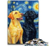 Puzzle 1000 pièces pour Adolescents Labrador sous Le Ciel Nocturne Jeu Familial Soulagement du Stress Défi Difficile Cadeaux du Père Noël Secret 26x38cm