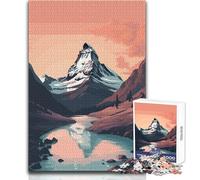 Puzzle 1000 pièces pour Adolescents - Lac du Cervin - Magnifique Design - Jeu pour améliorer la mémoire - Cadeau d'anniversaire - Dimensions : 50x75cm