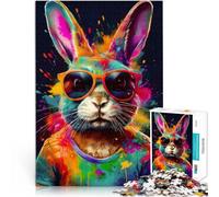 Puzzle 1000 pièces pour Adolescents Lapin Cool avec des Lunettes de Soleil Jeu de Quiz est idéal comme Cadeau pour Toute la Famille 38x26cm