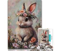 Puzzle 1000 pièces pour Adolescents Lapin de Pâques, Jeu Stimulant et Familial avec des pièces de Formes aléatoires entièrement emboîtables (38x26cm)