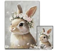 Puzzle 1000 pièces pour Adolescents Lapin de Pâques Puzzles en Bois pour Les Adolescents, Les Couples et Les Amis pour Les Anniversaires, Noël 50X75CM