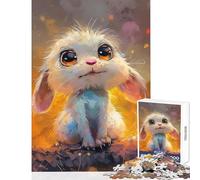 Puzzle 1000 pièces pour Adolescents Lapin Mignon aux Grands Yeux Jeu Anti-Stress Idée Cadeau Jeu Pratique Chaque pièce est Unique Dimensions 38x52cm
