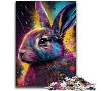 Puzzle 1000 pièces pour Adolescents, Lapin Mignon et coloré, pour 14 Ans et Plus, Jeu de défi Unique, Jeux en Famille, Cadeaux d'anniversaire de Noël, 26x38cm