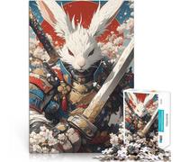 Puzzle 1000 pièces pour Adolescents Lapin samouraï Japonais Défi Difficile pour soulager Le Stress décoration Murale 75x50cm