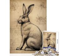 Puzzle 1000 pièces pour Adolescents Lapin Style Léonard de Vinci Jeu Anti-Stress Cadeau de Noël Secret Jeu Impossible Exercice cérébral Dimensions 38x52cm