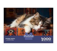 Puzzle 1000 Pièces pour Adolescents Lazy Sleepy Cat Puzzles pour Adultes pour S'amuser en Famille Stimule Le Cerveau Jeu Au Design Élégant 38x26cm/1000pcs