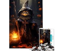 Puzzle 1000 pièces pour Adolescents Le Chat Sorcière Jeu éducatif et Relaxant Cadeau d'anniversaire (Dimensions 38x52cm)