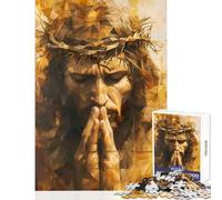 Puzzle 1000 pièces pour Adolescents Le Christ avec Une Couronne d'épines Décoration Murale Cadeau de Noël Secret Jeu Impossible pour se détendre et se Relaxer Dimensions 38x26cm
