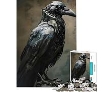 Puzzle 1000 pièces pour Adolescents Le Corbeau Abstrait en métal pour Jeu éducatif défi et Casse-tête Cadeau de Père Noël Secret (Dimensions 38x52cm)