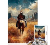 Puzzle 1000 pièces pour Adolescents Le Cowboy Solitaire des contrées Sauvages Jeux relaxants Amusants et Humoristiques à Monter soi-même pour Les Amis et la Famille (38x52cm)