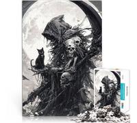 Puzzle 1000 pièces pour Adolescents Le faucheur d'âmes et Le Chat Noir Impossible Décoration Murale, Cadeaux Uniques pour Anniversaire et Noël 38x26cm