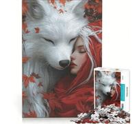 Puzzle 1000 pièces pour Adolescents Le Petit Chaperon Rouge et Le Loup Blanc Jouet à Monter soi-même décoration intérieure pour Toute la Famille 38x26cm