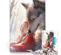 Puzzle 1000 pièces pour Adolescents Le Petit Chaperon Rouge et Le Loup Jeu de Quiz Décoration Murale, Cadeaux Uniques pour Anniversaire et Noël 52x38cm