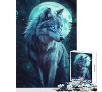 Puzzle 1000 pièces pour Adolescents Le Regard du Loup au Clair de Lune Jeu Pratique défi Stimulant Jouet éducatif Chaque pièce est Unique (38x26cm)