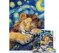 Puzzle 1000 pièces pour Adolescents Le rêve du Lion sous Un Ciel étoilé Jeu Amusant pour Toute la Famille Jouet éducatif Collection d'artistes Beaux-Arts (38x52cm)
