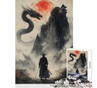Puzzle 1000 pièces pour Adolescents Le Samouraï Solitaire Contre Le Dragon Jeu Anti-Stress Cadeau d'anniversaire Jeu éducatif Collection d'artistes Beaux-Arts Format 38x52cm