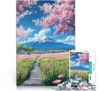 Puzzle 1000 pièces pour Adolescents Le Sentier des Fleurs du Mont Fuji Jeu de Quiz avec des pièces de Formes aléatoires entièrement imbriquées 38x26cm