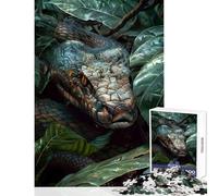 Puzzle 1000 pièces pour Adolescents « Le Serpent caché dans Les Feuilles » Jeu Anti-Stress Idée Cadeau pour Un Père Noël Secret Casse-tête Liste de souhaits avec Le Père Noël Dimensions 38x26cm