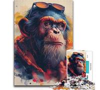 Puzzle 1000 pièces pour Adolescents - Le Singe et Les Lunettes - Amusements en Famille - Idée Cadeau Amusante - 38x26cm (1000 pièces)
