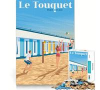 Puzzle 1000 pièces pour Adolescents Le Touquet Paris Plage Art aux Bords précis Activité intellectuelle Jeu de détente Cadeau d'anniversaire Artistique (38x26cm)