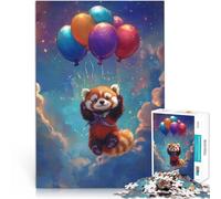 Puzzle 1000 pièces pour Adolescents Le Voyage Spatial du Panda Roux Jeu Stimulant avec des pièces de Formes aléatoires entièrement imbriquées 52x38cm