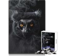 Puzzle 1000 pièces pour Adolescents - Lémurien dans Un Nuage de fumée Noire - Apaisant et Relaxant - Découpe de précision - Dimensions:38x52cm