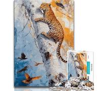 Puzzle 1000 pièces pour Adolescents : Léopard sur l'arbre, Jeu Stimulant et Familial avec des pièces de Formes aléatoires entièrement emboîtables (38x26cm)