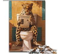 Puzzle 1000 pièces pour Adolescents : Léopard sur Les Toilettes, Jeu Stimulant et Jeu Familial, Une œuvre d'art pour Les 14 Ans (Taille 50x75cm)
