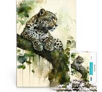 Puzzle 1000 pièces pour Adolescents Léopard sur Une Branche d'arbre Difficile Difficile Convient pour la décoration de Bureau 38x26cm
