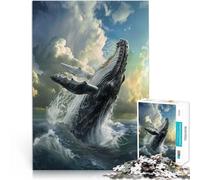 Puzzle 1000 pièces pour Adolescents Les Baleines sautent Jouets de Divertissement Familial Décoration d'intérieur 38x26cm