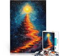 Puzzle 1000 pièces pour Adolescents L'escalier vers Noël Jeu Familial Anti-Stress Défi Difficile décoration Murale 38x26cm
