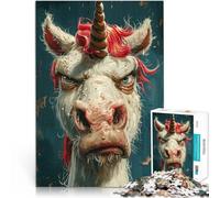 Puzzle 1000 pièces pour Adolescents Licorne à Visage Plat Réduction du Stress intéressante Anniversaire et Cadeaux Uniques 38x26cm