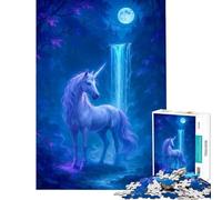 Puzzle 1000 pièces pour Adolescents Licorne au Clair de Lune près d'une Cascade Jeu intellectuel Jeu Impossible Analyse et logique Cadeau d'anniversaire (Dimensions 75x50cm)