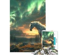 Puzzle 1000 pièces pour Adolescents Licorne Aurores boréales Jeu éducatif et Casse-tête pour Toute la Famille Cadeau d'anniversaire (38x26m)