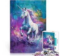 Puzzle 1000 pièces pour Adolescents Licorne Blanche en Course Jouet éducatif intellectuel décompressant Décoration Parfaite 38x26cm