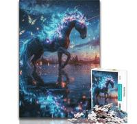 Puzzle 1000 pièces pour Adolescents Licorne de l'univers Puzzle Adolescent Apprentissage éducatif pour est idéal comme Cadeau pour Toute la Famille 38x26cm