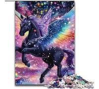 Puzzle 1000 pièces pour Adolescents Licorne Noire, Jouet éducatif et décompressant, Cadeau d'anniversaire (Taille 26x38cm)