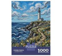 Puzzle 1000 Pièces Pour Adolescents Lighthouse on A Cliff Overlooking The Ocean Puzzles Pour Adultes : Améliorent La Mémoire - Difficile Et Stimulant - Cadeaux De Noël Et D'anniversaire 52x38cm/1000pc