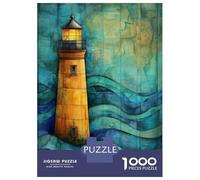 Puzzle 1000 Pièces pour Adolescents Lighthouse on The Sea Lighthouse Over Abstract Sea Puzzles pour Adultes, Jeu De Réflexion, Assemblage De Motifs, Cadeaux d'anniversaire Et Cadeaux Uniques 38x26cm/