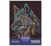 Puzzle 1000 pièces pour adolescents Line Art Loup Adolescent Puzzles Handon Game Décoration parfaite pour Est Idéal Comme Cadeau 38 x 26 cm/1000 pcs