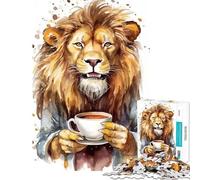 Puzzle 1000 pièces pour Adolescents Lion à l'heure du café Idéal pour Un Anniversaire ou Noël Améliore la mémoire Jeu Impossible Convient aux Personnes de 14 Ans et Plus (38x26cm)