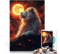 Puzzle 1000 pièces pour Adolescents Lion Blanc sous la Lune Séjour Anti-Stress pour Tuer Le Temps Super Cadeau 75x50cm