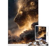 Puzzle 1000 pièces pour Adolescents Lion céleste surplombant Un Paysage Urbain Décoration intérieure Jouet Cadeau d'anniversaire Jeu éducatif Renforce l'amour au Sein du Couple Dimensions 38x52cm