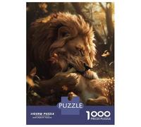 Puzzle 1000 Pièces pour Adolescents Lion Deer Raw Meal Scary Puzzles pour Adultes, Jeux Amusants, Décoration Murale, Cadeaux Anti-Stress 52x38cm/1000pcs