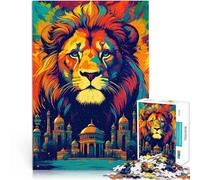 Puzzle 1000 pièces pour Adolescents Lion et bâtiment Jouet éducatif d'apprentissage Offrir en Cadeau à Toute la Famille 75x50cm